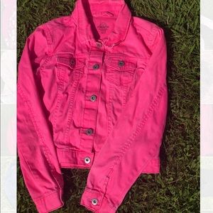 Jordache HOT PINK denim jean jacket girls 10/12